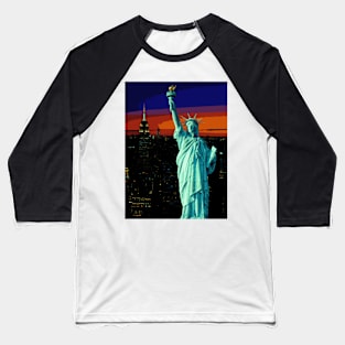 Statue of Liberty - Landscape Baseball T-Shirt